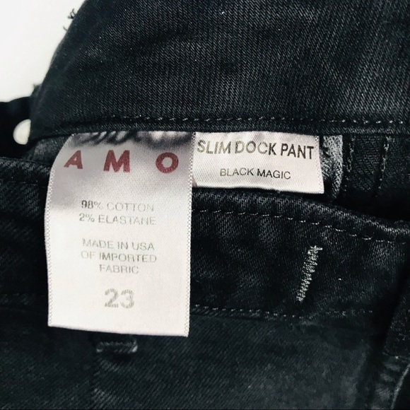 New! AMO Anthropologie Slim Dock High Rise Straight Button Fly Ankle Black Jeans - Picture 15 of 15